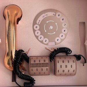Lancôme exclusive PR set of Retro Rose Gold Corded Telephone & hair curlers